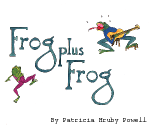 Title: Frog Plus Frog, dancing frog and frog with guitar